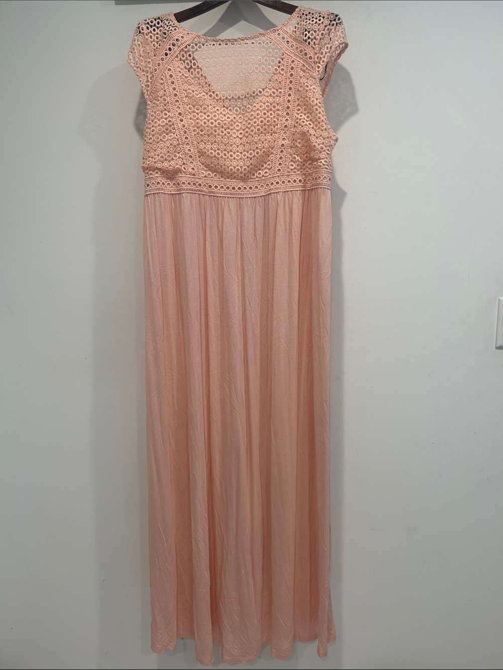 H&M mama maternity blush pink Peach Lace sleeveless Maxi Dress xl women’s